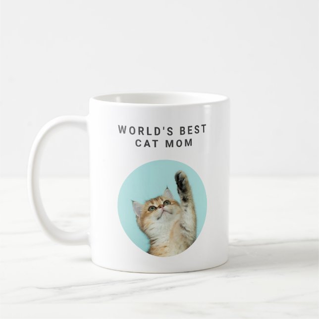 World's Best Cat Mum Custom Funny 2 Pet Photos Coffee Mug (Left)