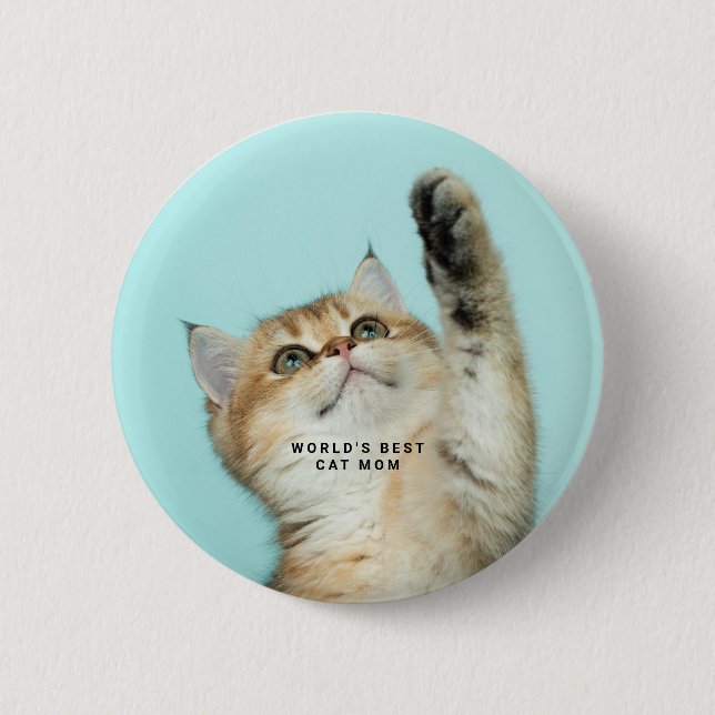 World's Best Cat Mum Custom Photo 6 Cm Round Badge (Front)