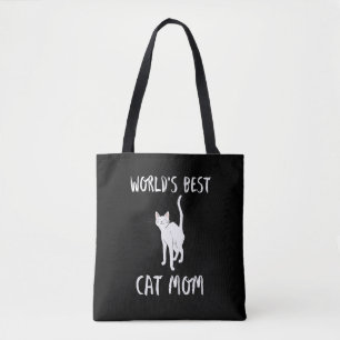 World's Best Cat Mum Cute Animal Typography Art Tote Bag