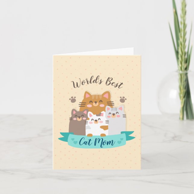 World's Best Cat Mum - Cute Kittens Holiday Card (Front)