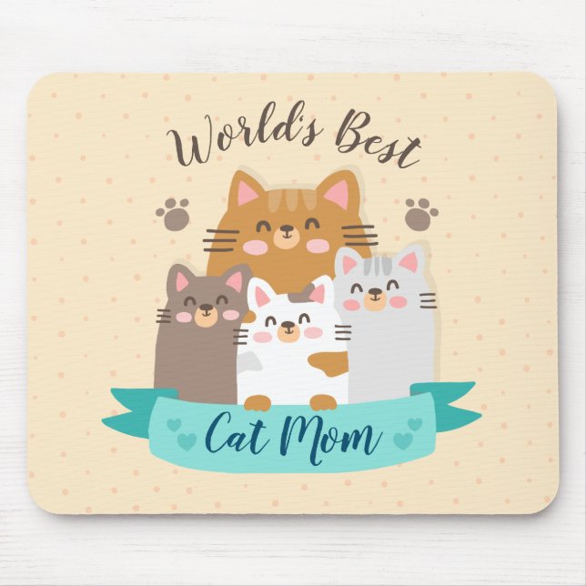 World's Best Cat Mum - Cute Kittens Mouse Pad (Front)