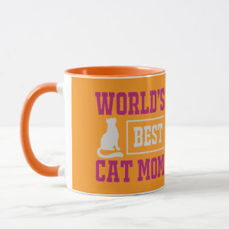 World's Best Cat Mum Orange and Purple Silhouette Mug