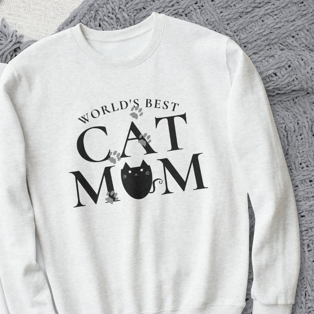 World's Best Cat Mum Paw Prints Cute Sweatshirt (World's Best Cat Mom sweatshirt because you are the best!)
