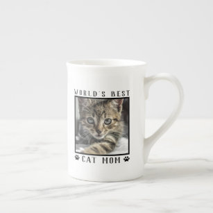 World's Best Cat Mum Paw Prints Pet Photo Frame Bone China Mug