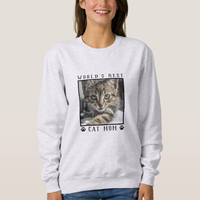World's Best Cat Mum Paw Prints Pet Photo Sweatshirt (Front)