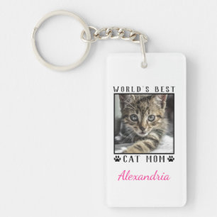 World's Best Cat Mum Paw Prints Photo Frame Key Ring