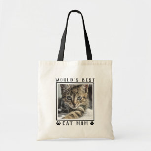 World's Best Cat Mum Paw Prints Photo Tote Bag