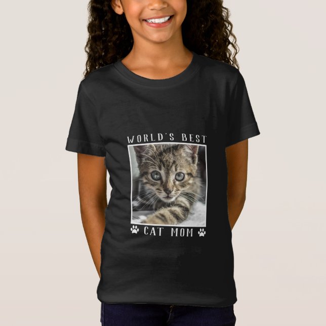World's Best Cat Mum Pet Photo Paw Prints T-Shirt (Front)