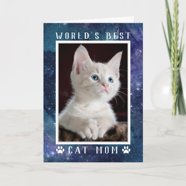 World's Best Cat Mum Photo Space Custom Birthday Card (Front)