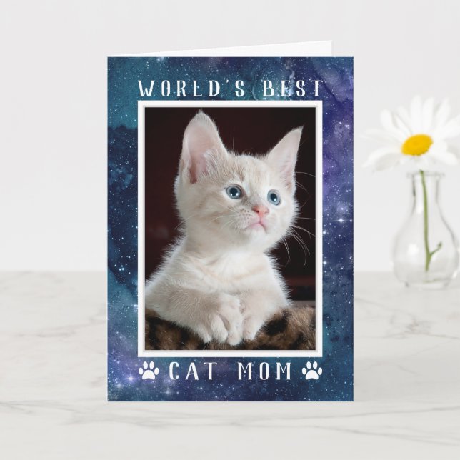 World's Best Cat Mum Photo Space Mother's Day Card (Small Plant)