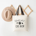 World's Best Cat Mum Tote Bag<br><div class="desc">We're with you: furbabies totally count as kids. Celebrate your kitty mommyhood with our super cute "World's Best Cat Mum" tote bag featuring modern black typography and a paw print illustration surrounded by hearts.</div>