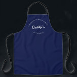 World's Best Chef daddy Navy blue Personalised  Apron<br><div class="desc">Elevate your culinary experience with our World's Best Chef Daddy’s kitchen Modern Typography Navy blue Personalised Apron. This apron is not just a kitchen accessory; it's a stylish and customised essential for the master chef in your life. The modern typography design adds a contemporary and chic touch to the apron,...</div>
