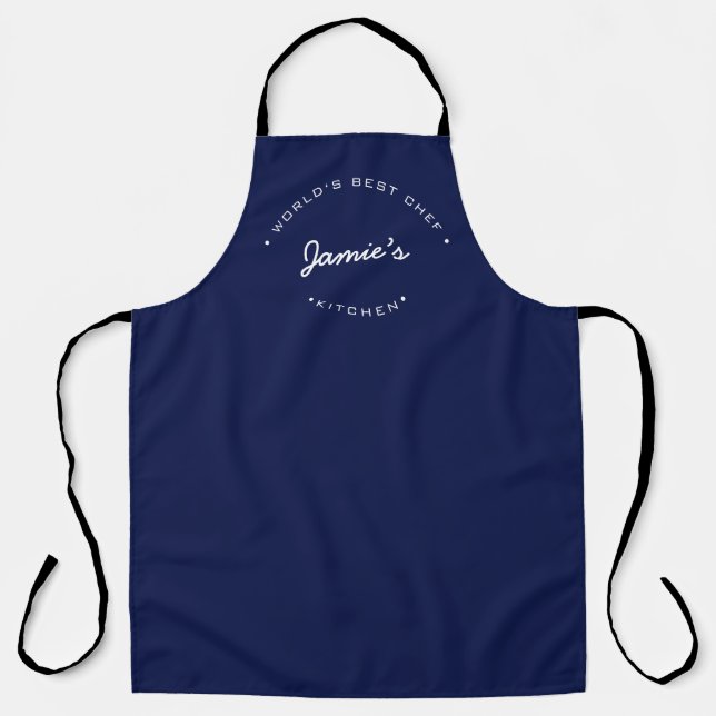 World's Best Chef Modern Navy blue Personalised  Apron (Front)
