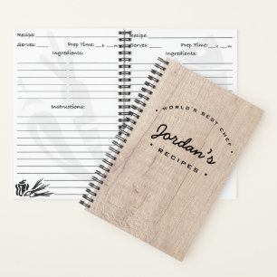 World's best chef Recipe Wood board Personalised   Notebook