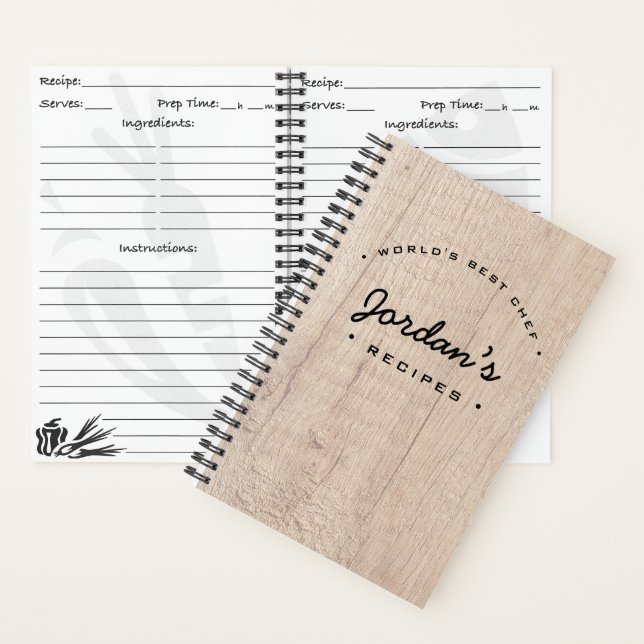 World's best chef Recipe Wood board Personalised   Notebook (Inside)