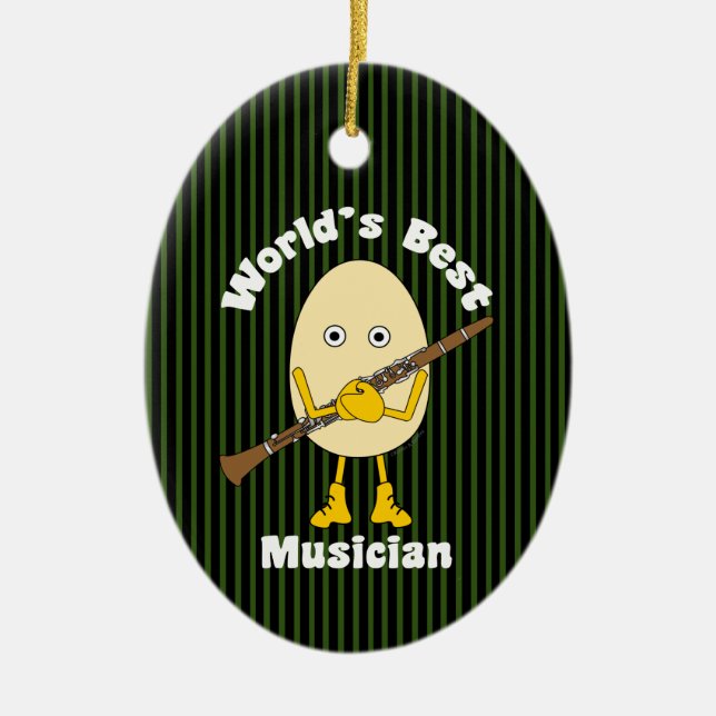 World's Best Clarinet Musician Ceramic Tree Decoration (Front)