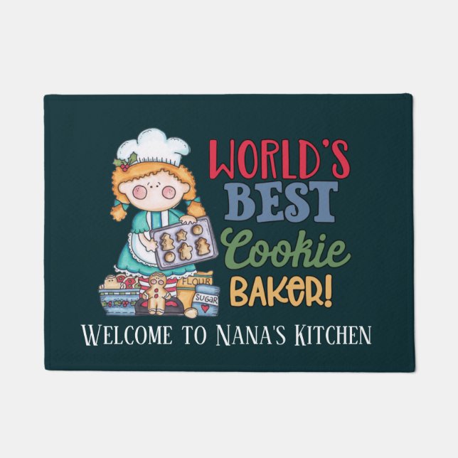 world's best cookie baker nana kitchen doormat (Front)