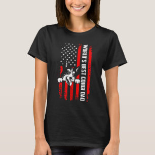 Worlds Best Corgi Dad American Flag Vintage T-Shirt