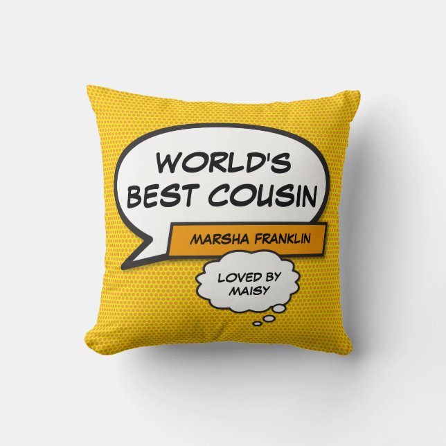 World's Best Cousin Fun Modern Cool Comic Cushion (Front)