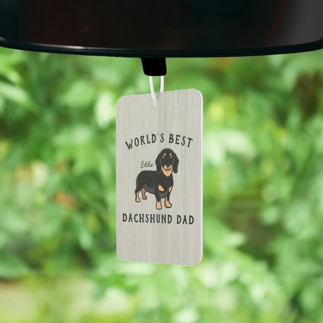 World's Best Dachshund Dad Custom Dog Name Rustic Car Air Freshener (World's Best Dachshund Dad Custom Dog Name Rustic Air Freshener)