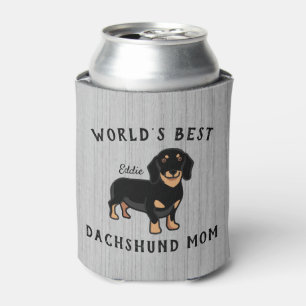 World's Best Dachshund Mum Custom Dog Name Rustic Can Cooler