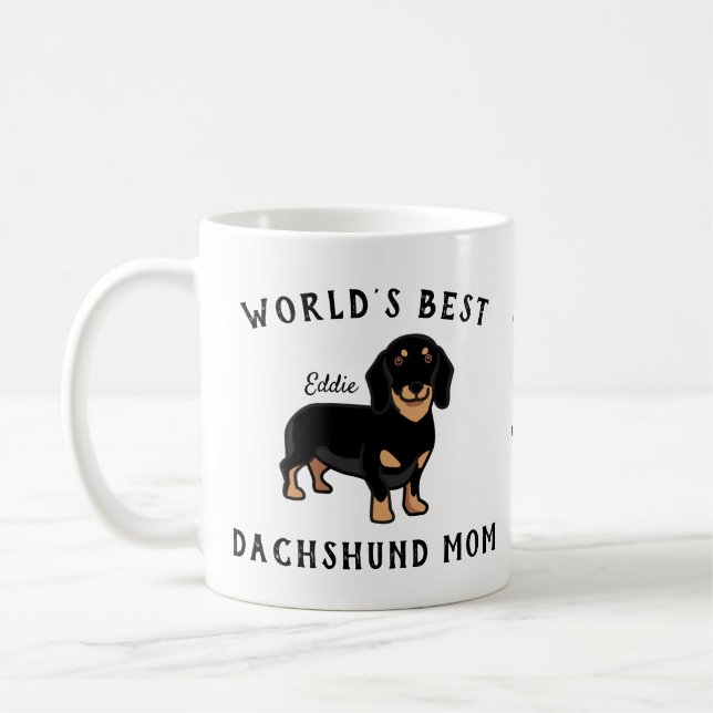 World's Best Dachshund Mum Personalised Dog Name Coffee Mug (Left)