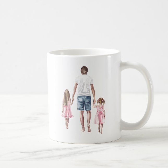 World's Best Dad & 2 Daughters Hand in Hand Coffee Mug (Right)