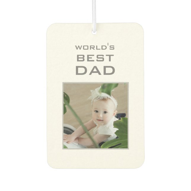 World's Best Dad 2 Photo Custom Car Air Freshener (Front)