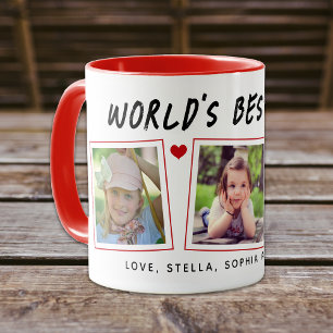 World's Best Dad 3 Kids Photos Mug