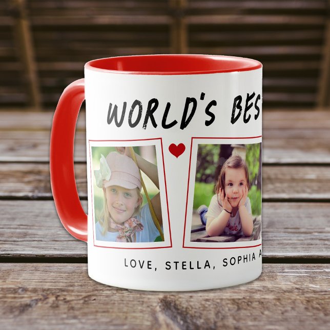 World's Best Dad 3 Kids Photos Mug (Creator Uploaded)