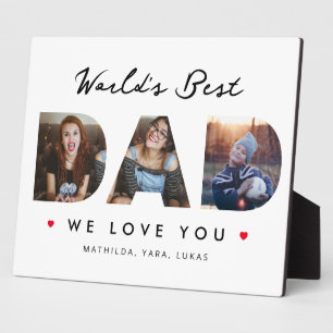 World's Best Dad 3 Photo Collage Plaque