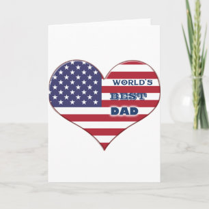 World's Best Dad American Flag Heart Card