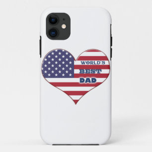 World's Best Dad American Flag Heart iPhone 11 Case