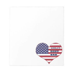 World's Best Dad American Flag Heart Notepad