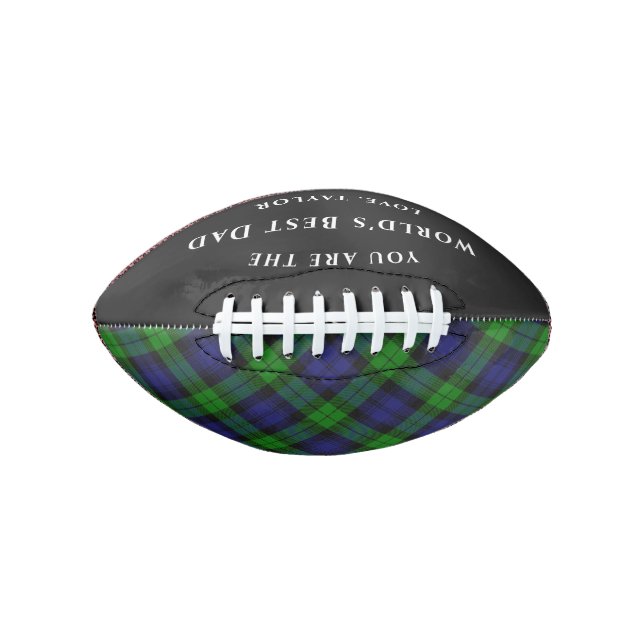 World's Best Dad Black Watch Tartan Plaid Football (Front)