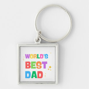 World's Best Dad Colourful Square Metal Keychain
