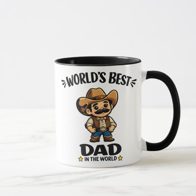 World's Best Dad Cowboy Cartoon Custom  Mug (Right)