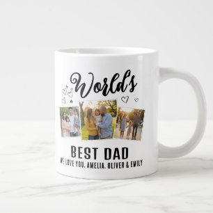 World's Best Dad Custom 3 Photo Collage Large Coffee Mug