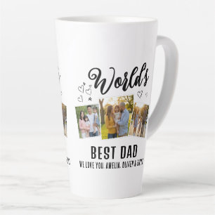 World's Best Dad Custom 3 Photo Collage Latte Mug