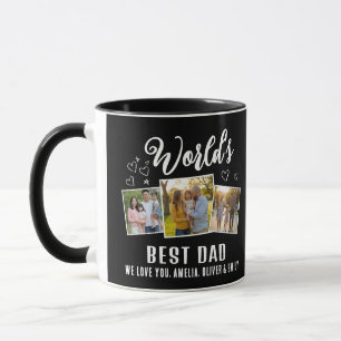 World's Best Dad Custom 3 Photo Collage Mug