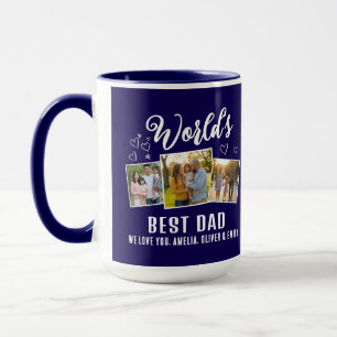World's Best Dad Custom 3 Photo Collage Mug