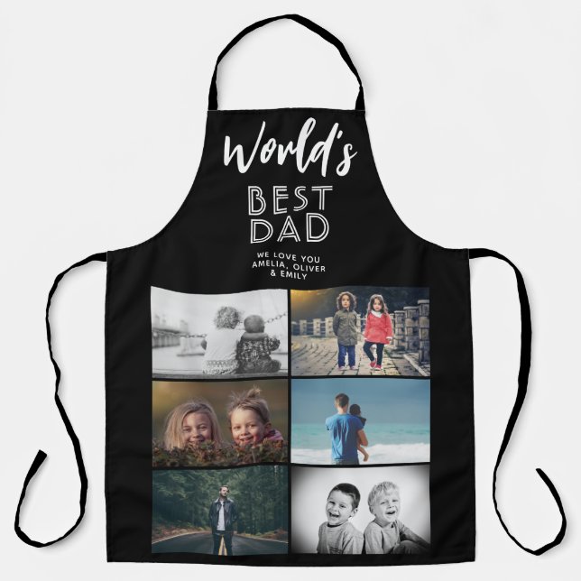 World's Best Dad Custom 6 Photo Collage Apron (Front)