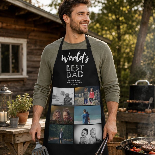 World's Best Dad Custom 6 Photo Collage Apron (Creator Uploaded)