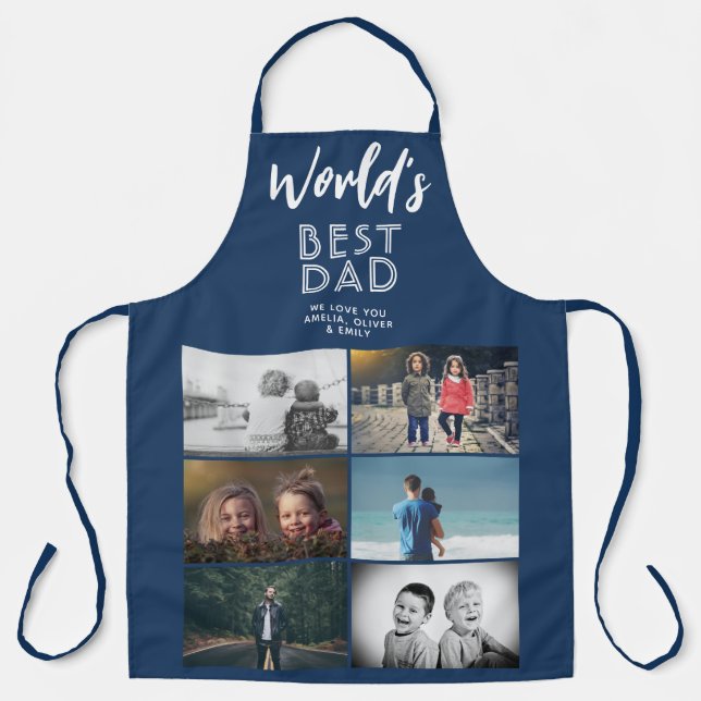 World's Best Dad Custom 6 Photo Collage Apron (Front)