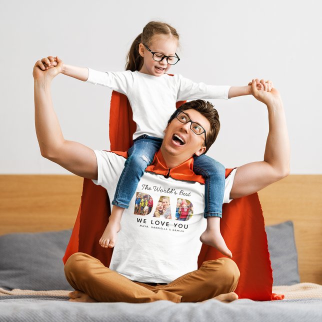 Worlds Best Dad Custom Family Photo Collage T-Shirt (Creator Uploaded)