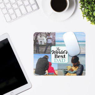 World's Best Dad   Custom Four Photo Collage Mouse Pad