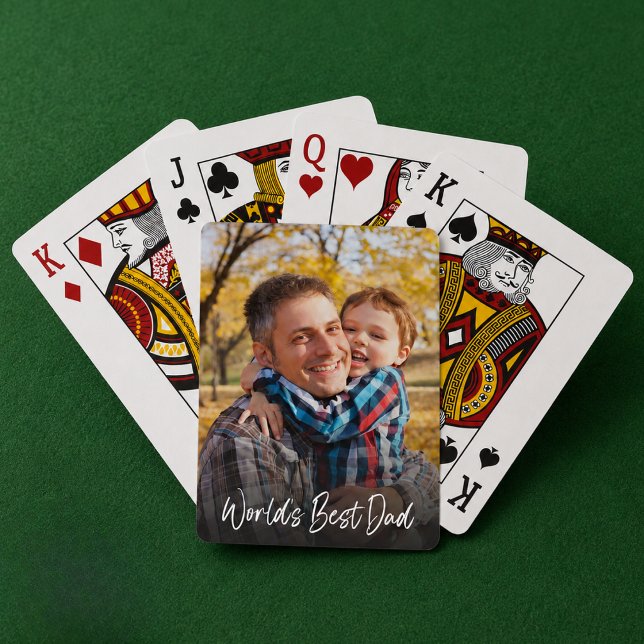 World's Best Dad Custom Photo Playing Cards (worlds best dad photo poker playing cards with custom photo and gradient overlay father's day gift)