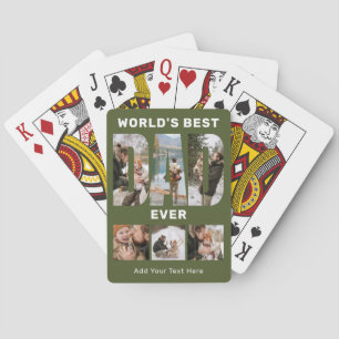 World's Best Dad Ever Custom 6 Photo Green Playing Cards