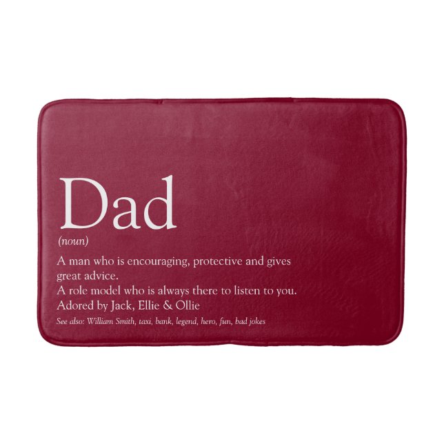 World's Best Dad Father Daddy Definition Burgundy Bath Mat (Front)