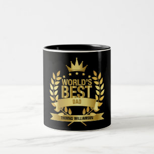 World's Best Dad, Father Gold and Black Two-Tone Coffee Mug